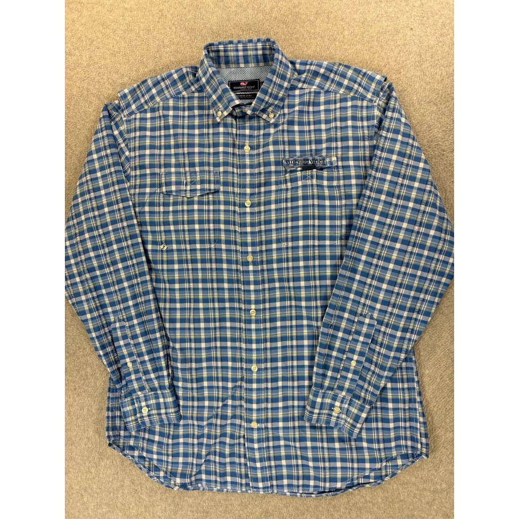 Vineyard Vines Performance Breathable Harbor Shirt (Men's Medium) Blue - Plaid
